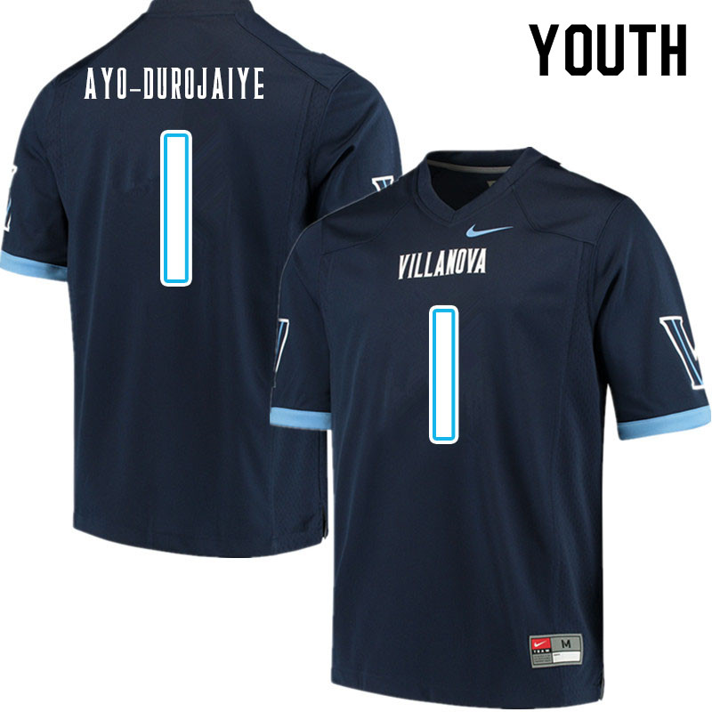 Youth #1 TD Ayo-Durojaiye Villanova Wildcats College Football Jerseys Sale-Navy